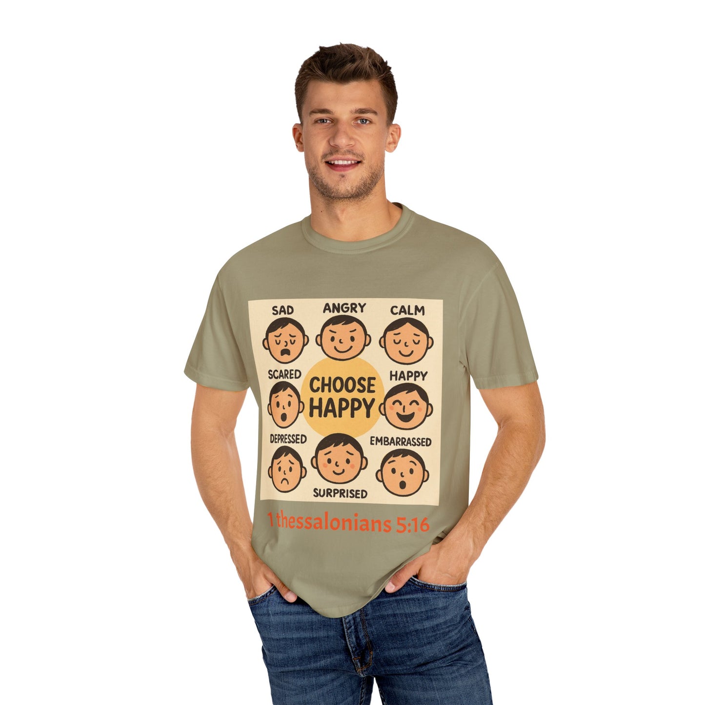 Choose Happy Unisex Garment-Dyed T-Shirt - Positive Vibe Tee